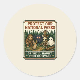 Protect Our National Parks Cryptid Pixel Art  Classic Round Sticker