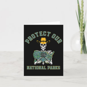 Protect Our National Parks Map Retro Skeleton Hiki Card