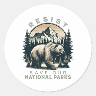 Protect Our National Parks Resist Retro Vintage Gr Classic Round Sticker