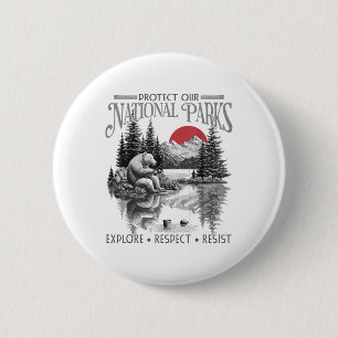 Protect Our National Parks Retro Vintage Womens Me 2 Inch Round Button