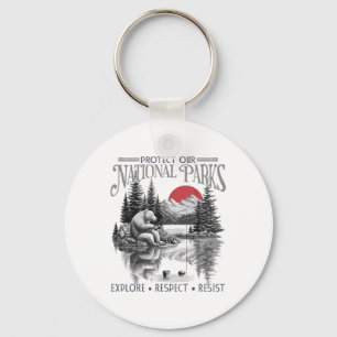 Protect Our National Parks Retro Vintage Womens Me Keychain