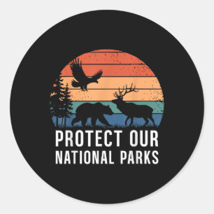 Protect Our National Parks Retro Wildlife Conserva Classic Round Sticker