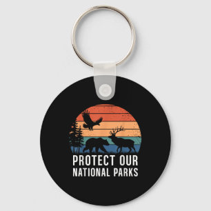 Protect Our National Parks Retro Wildlife Conserva Keychain