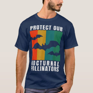 Protect Our Nocturnal Pollinators Retro Bat Hallow T-Shirt