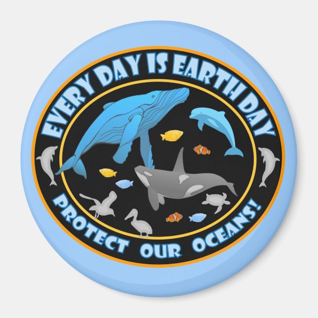 Protect Our Oceans Earth Day Magnet (Front)