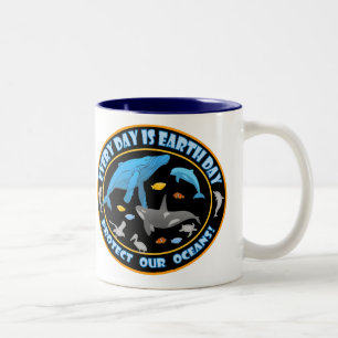 Protect Our Oceans Earth Day Two-Tone Coffee Mug