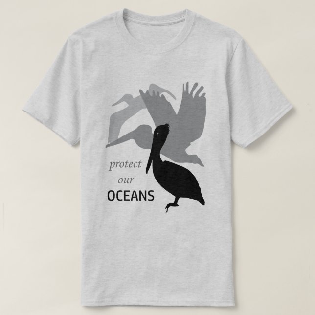 Protect Our Oceans Pelican Mens T-shirt (Design Front)