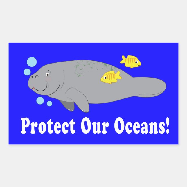 Protect Our Oceans with Manatee Sticker (Front)
