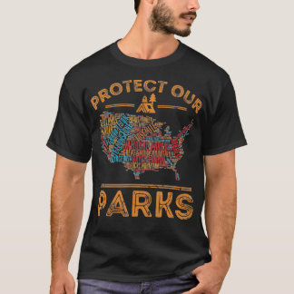 Protect Our Parks National Park Map Hiking USA T-Shirt