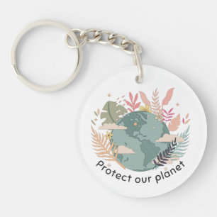 Protect Our Planet - Earth Day (Cartoon texture) Keychain
