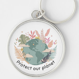 Protect Our Planet - Earth Day (Cartoon texture) Keychain