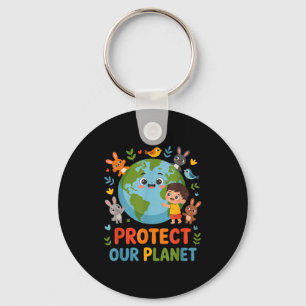 Protect our planet - kids earth day animals nature keychain