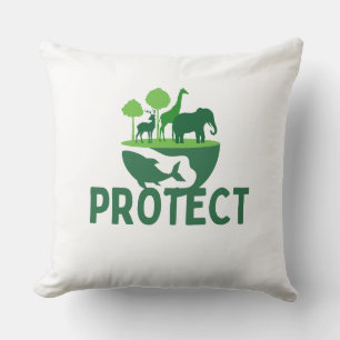Protect Our Planet Mug – Wildlife & Nature Conserv Throw Pillow