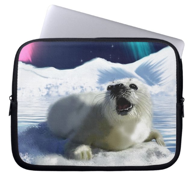 Protect Our Seals from Hunting - Wildlife Art Laptop Sleeve (Front)