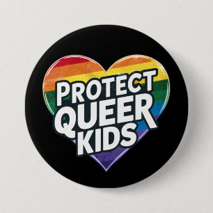 Protect Queer Kids Rainbow Heart LGBT Pride 3 Inch Round Button