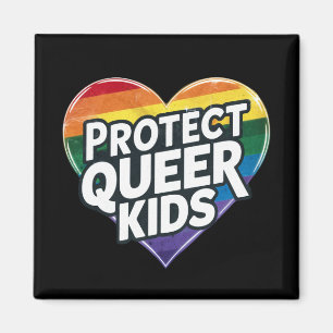 Protect Queer Kids Rainbow Heart LGBT Pride Magnet