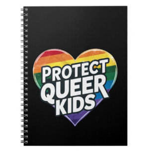 Protect Queer Kids Rainbow Heart LGBT Pride Notebook