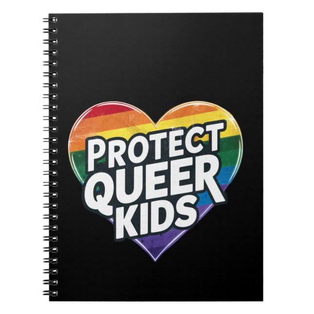  Protect Queer Kids  Rainbow Heart  LGBT Pride  Notebook (Front)