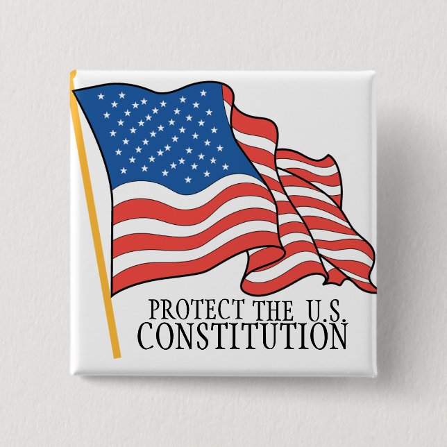 PROTECT THE CONSTITUTION 2 INCH SQUARE BUTTON (Front)