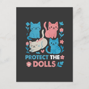 Protect the Dolls Equality Trans LGBT cats Lover  Holiday Postcard