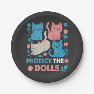 Protect the Dolls Equality Trans LGBT cats Lover Paper Plate