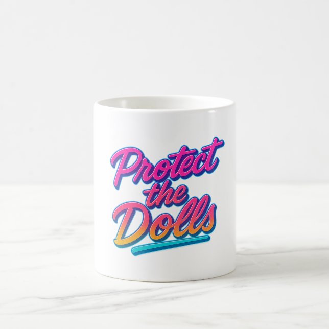 Protect the Dolls Neon Retro Art Magic Mug (Center)