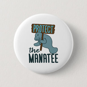 Protect the Manatee Chubby Mermaid Sea Cow 2 Inch Round Button