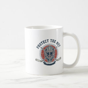 Protect The Net Hockey Lover Puck Design Coffee Mug