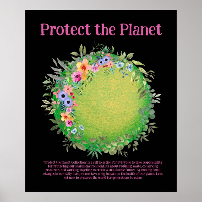 PROTECT THE PLANET SAVE EARTH Earth Day Art Poster (Front)