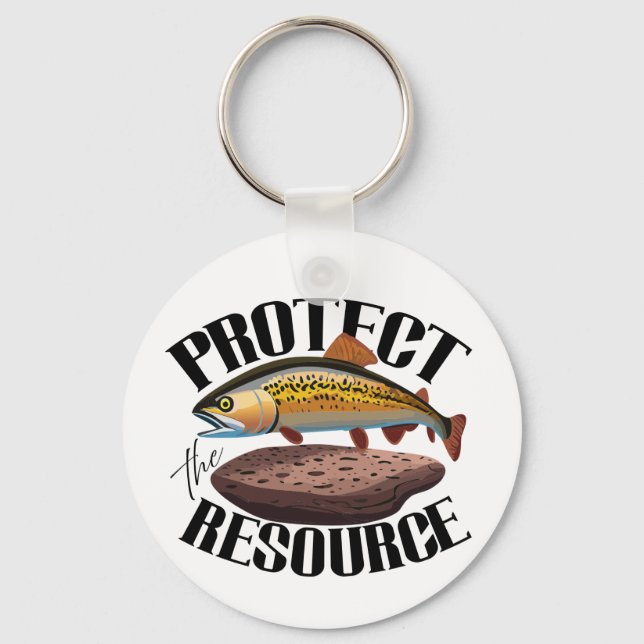 Protect The Resource With Rainbow Trout In Habitat Keychain (Front)