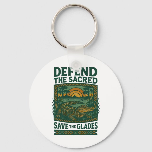 Protect The Sacred Save Everglade Alligator Protes Keychain (Front)