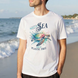 Protect the Sea Plastic Free Turtle Lover T-Shirt
