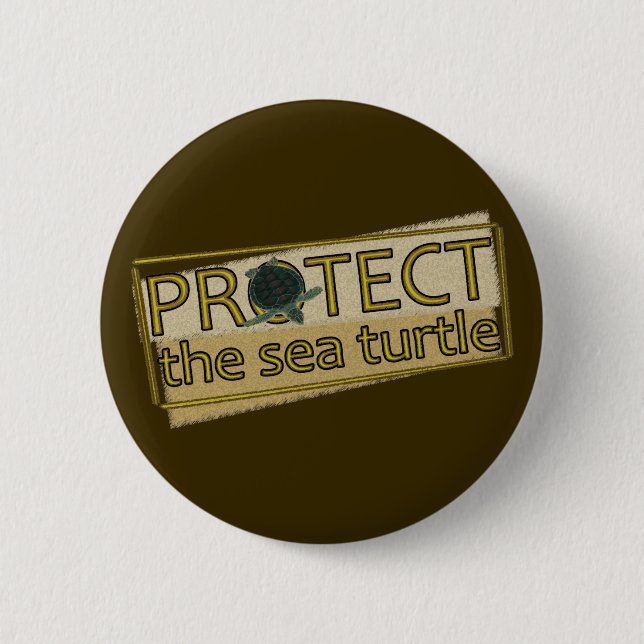 Protect the Sea Turtle 2 Inch Round Button (Front)
