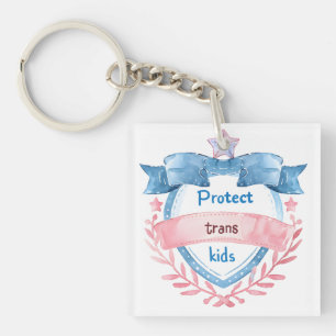 Protect Trans Kids Design, LGBTQ Ally Gift Keychain