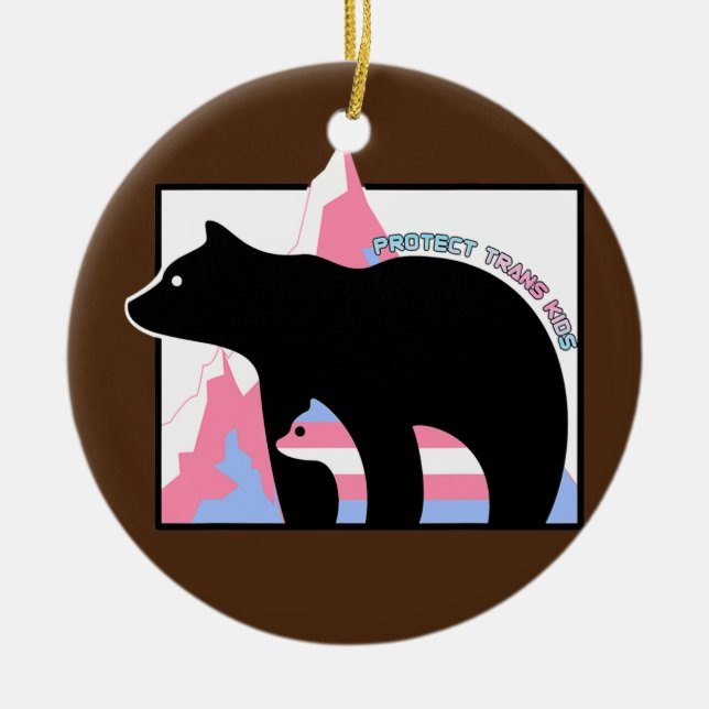 Protect Trans Kids Mama Bear Transgender  Ceramic Ornament (Front)