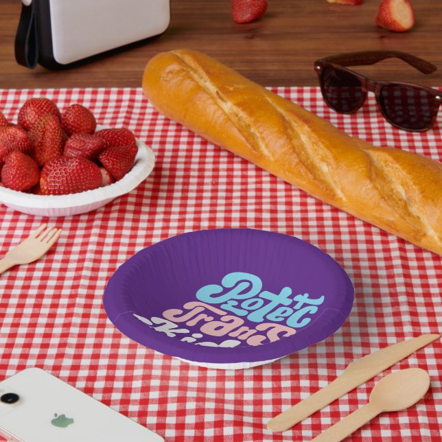 Protect Trans Kids Paper Bowl Paper Plate (Picnic)