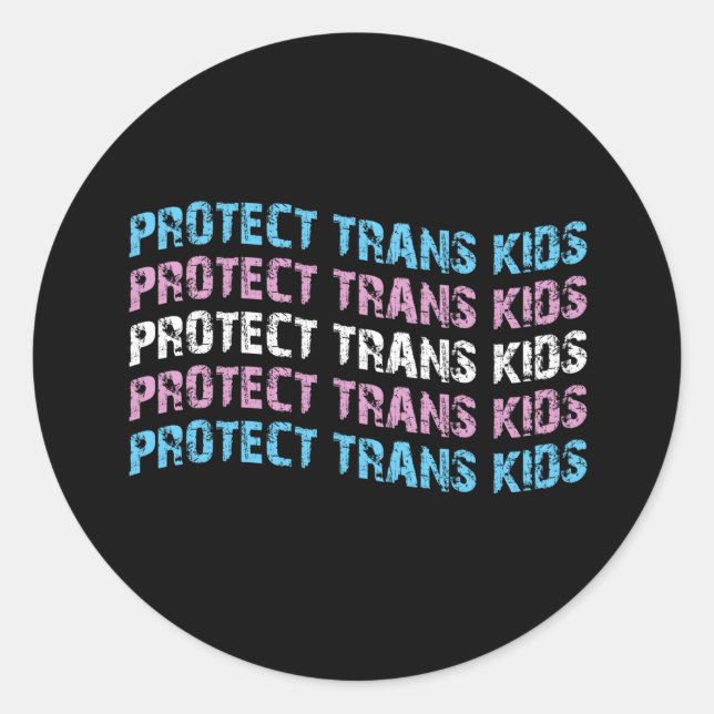 Protect Trans Kids - Trans Flag Wave Classic Round Sticker (Front)