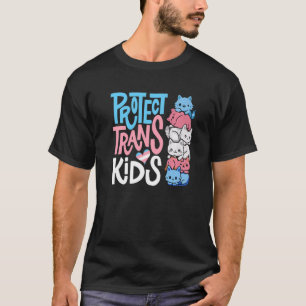 Protect Trans Kids Transgender Flag Lgbt Cat Flag T-Shirt