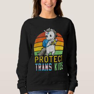 Protect Trans Kids Unicorn Transgender Flag Retro Sweatshirt
