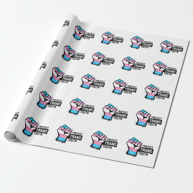 Protect Trans Youth - Pride Fist Wrapping Paper (Unrolled)