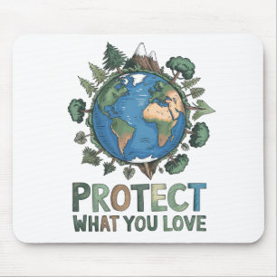 Protect What You Love" Environmental Earth Design  Mouse Pad