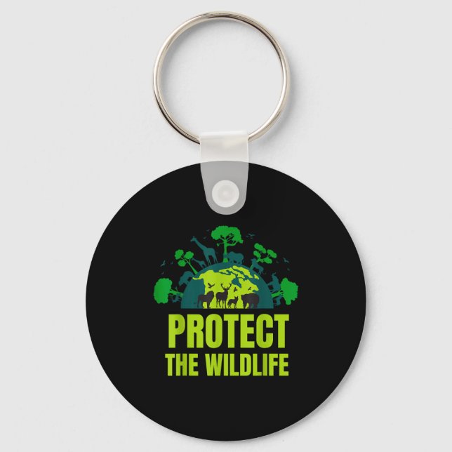 Protect wildlife nature _ earth day save animals keychain (Front)