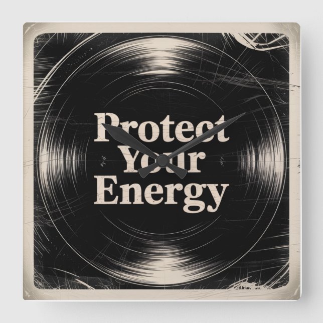 Protect Your Energy Square Wall Clock (Front)