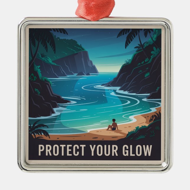 Protect Your Glow Metal Ornament (Front)