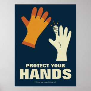 Protect Your Hands Workplace Safety Retro Poster