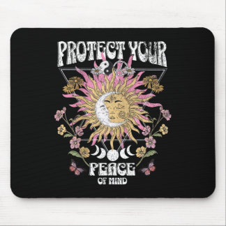 Protect Your Peace Celestial Sun Moon Retro Mental Mouse Pad