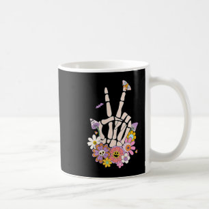 Protect Your Peace Flower Skull Skeleton Hand Ment Coffee Mug