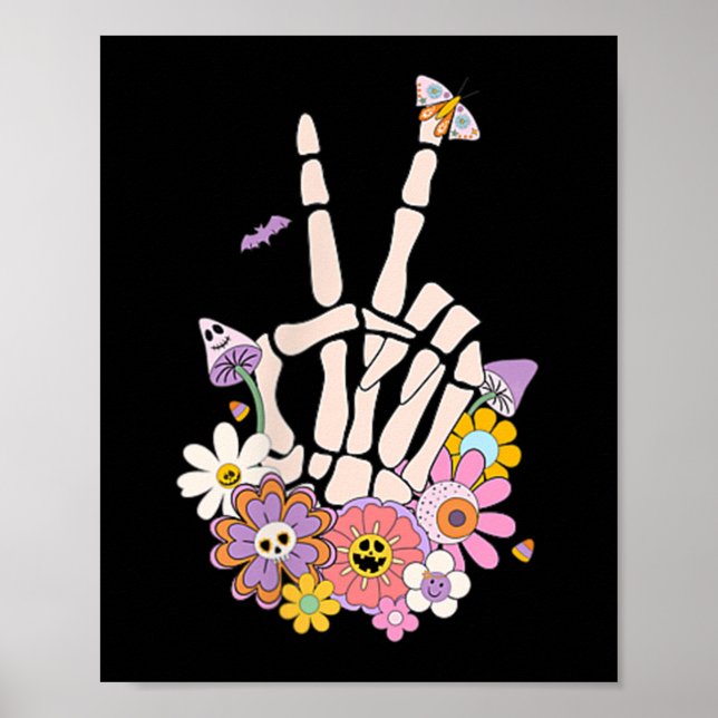 Protect Your Peace Flower Skull Skeleton Hand Ment Poster (Front)