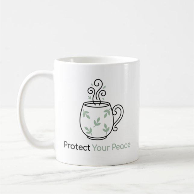 Protect Your Peace Minimalist Cozy Mug (Left)