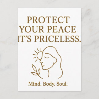 Protect Your Peace — Minimalist Self-Care Quote Postcard